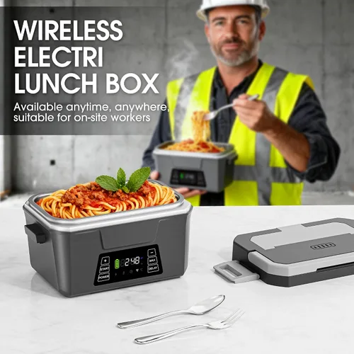 Vista 2 de Herrfilk Fiambrera eléctrica inalámbrica para adultos con control de aplicación, lonchera portátil con calefacción de 1.2 litros, funciona