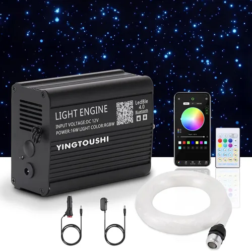 Vista 8 de Twinkle Headliner Star Light Kit 500Pcs* 0.03in* 9.8ft Luces de fibra óptica APP/control remoto, sonido RGBW activado, modo de música, para techo