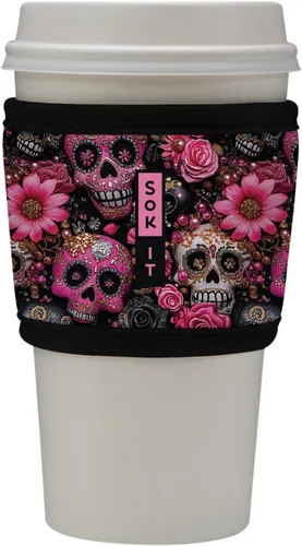 Vista 108 de Sok It HotSok Coffee & Tea - Funda de neopreno con aislamiento reutilizable (floral abstracto)
