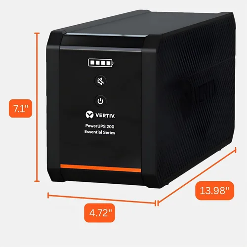 Vista 3 de Vertiv PSA6E-600LVT 600VA y 360W PowerUPS 200 Essential 120V Line Interactive Desktop UPS