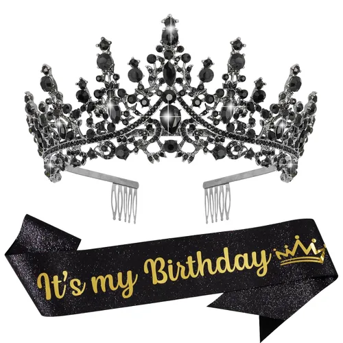 Vista 12 de VELSCRUN Coronas de Tiara de Cumpleaños para Mujeres y Niñas Es Mi Cumpleaños Banda Princesa Reina Accesorios para el Cabello de Feliz Cumpleaños AB