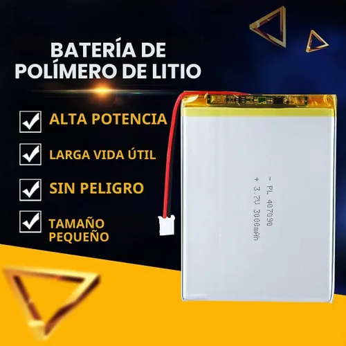 Vista 5 de 3.7V 3000mAh 407090 Batería Lipo Recargable de Polímero de Iones de Litio con Conector PH2.0mm JST