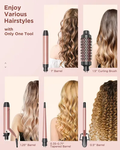 Vista 5 de Wavytalk wavytalk - Secador de pelo profesional con difusor, secador de pelo iónico de 1875 W para mujeres, juego de rizadores 5 en 1 con cepillo