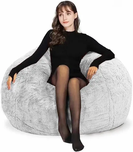 Vista 25 de HDMLDP - Funda de puf para niños y adultos, sin relleno, funda cómoda, esponjosa y redonda, para sofá tipo puf, para silla de lectura, silla de Gris