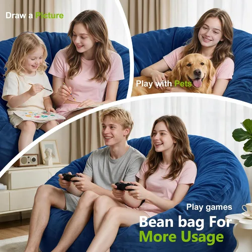 Vista 4 de Homguava Silla Puf de 5 Pies Puf Gigante con Relleno de Espuma Viscoelástica, Cómodas Sillas Puf para Adultos, Silla Puf para Adultos con Funda
