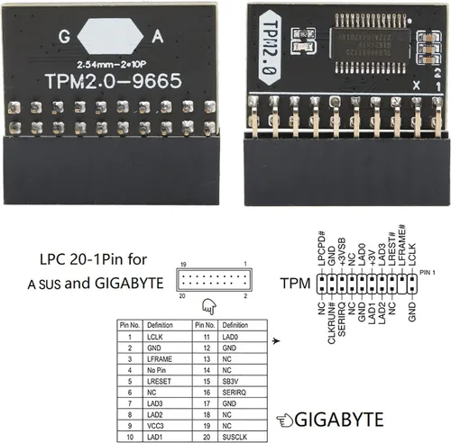 Vista 4 de Módulo de seguridad de cifrado TPM 2.0, procesador criptográfico independiente para, Win11