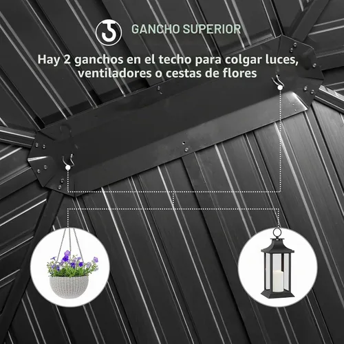 Vista 5 de Aoodor - Gazebo de techo rígido para exteriores de 10 x 12 pies