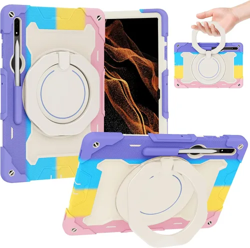 Vista 7 de Dteck Funda inteligente de cuero para Samsung Galaxy Tab S8 Ultra de 14.6 pulgadas 2022, azul con bolsillo frontal, soporte de múltiples ángulos