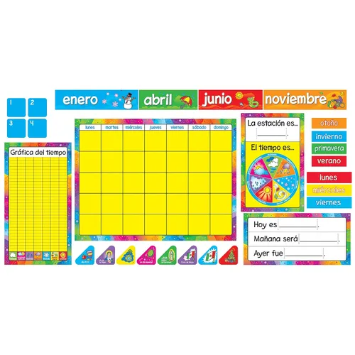 Vista 2 de Conjunto de calendario anual Trend Enterprises (Español) (T-8097) para tablero de anuncios