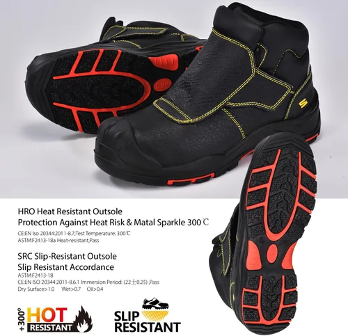 Vista 3 de SAFETOE Botas de soldadura para hombres Botas de seguridad con punta compuesta Botas de soldadura resistentes al fuego Botas de trabajo de soldador