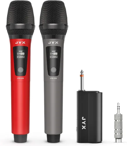 Vista 8 de JYX Micrófono inalámbrico, sistema de micrófono dinámico de mano profesional UHF de metal con receptor recargable de 1/4 pulgadas (0.250 in) enchufe