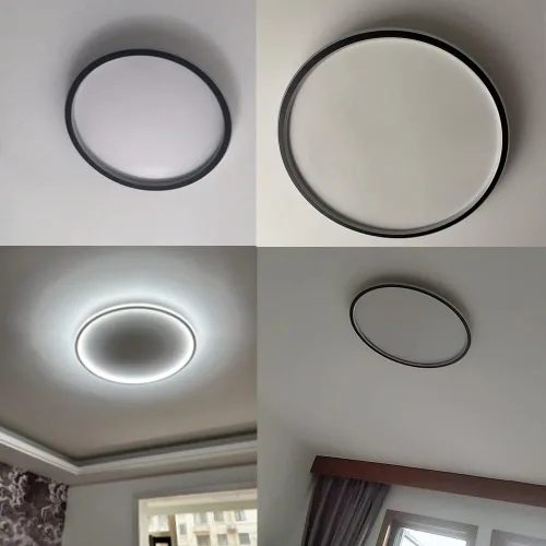 Vista 3 de Lámpara de techo LED regulable de montaje empotrado, lámpara de techo empotrada redonda moderna de 20 pulgadas con ajuste de aplicación