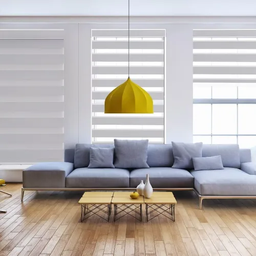 Vista 4 de MYshade Persianas enrollables de cebra sin cordones para ventanas para oscurecer la habitación, persianas enrollables dobles de día y noche Gris