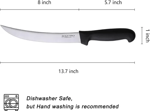 Vista 8 de Cuchillo de carnicero curvado de 8 pulgadas con mango ergonómico, buena nitidez para cortar carne de filete de carne, acero inoxidable japonés