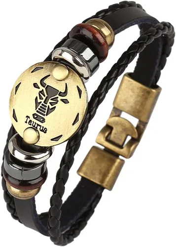 Vista 39 de Hamoery Pulsera de cuero de aleación punk para Constellation trenzada pulsera pulsera brazalete