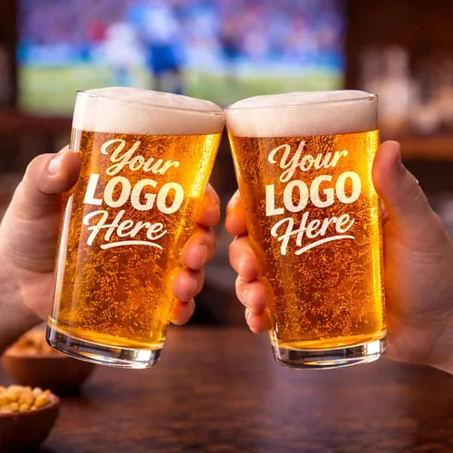 Vista 3 de Vasos de pinta personalizados de 16 onzas, juego de 4, nombre y logotipo