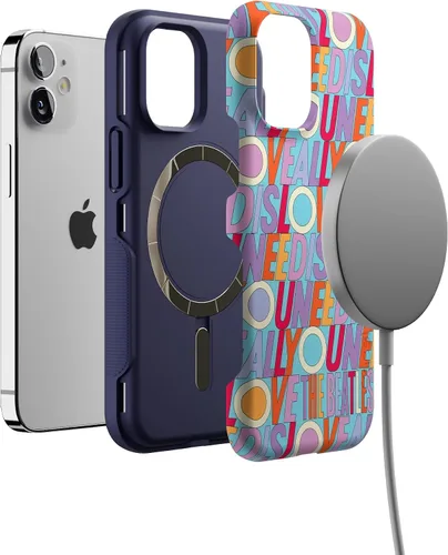 Vista 4 de Casely Funda para iPhone 12 Mini Todo lo que necesitas es amor Beatles Compatible con MagSafe Diseño protector audaz