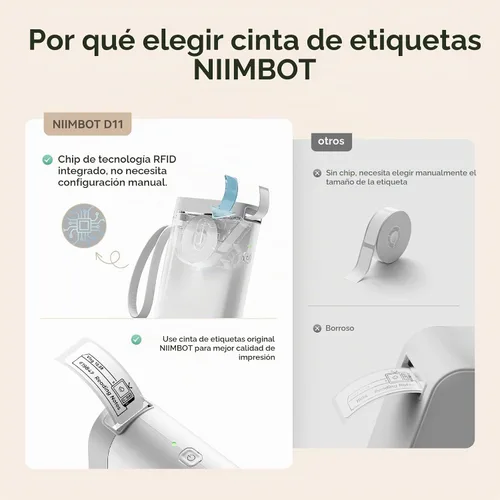 Vista 7 de NIIMBOT Cinta de etiquetadora térmica directa D11 para impresora de inyección de tinta en blanco