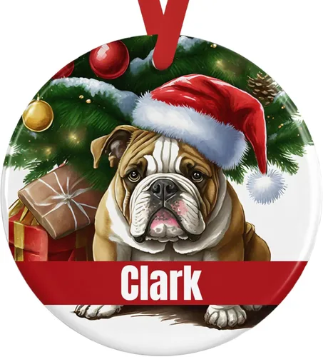 Vista 18 de Personalized Fawn Pug Ceramic Christmas Ornament, 3-Inch