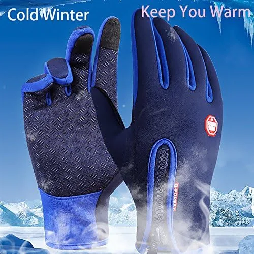 Vista 2 de Guantes de invierno con pantalla táctil, guantes cálidos, guantes para clima frío, resistentes al viento, para ciclismo, conducción, equitación