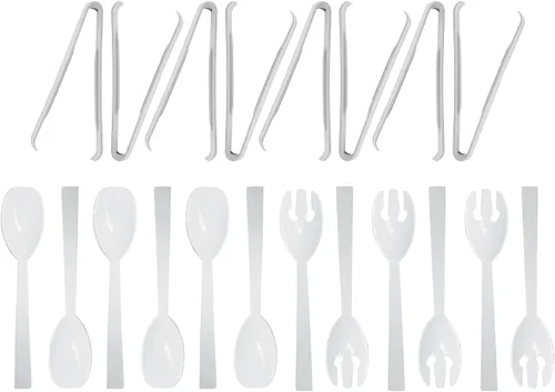 Vista 8 de Party Essentials Kit de utensilios de plástico para servir bufé, cucharas, tenedores, pinzas, 20 piezas, color negro