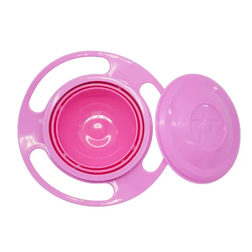 Vista 4 de ZTL Gyro Bowl 360 Dgree - Cuenco giroscópico resistente a derrames con tapa 3 piezas (azul+verde+rosa)