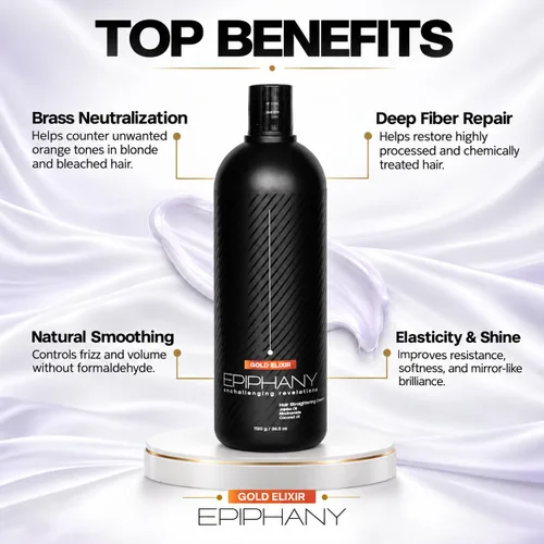 Vista 7 de Gold Elixir Epiphany - Crema alisadora para el cabello, 37.2 onzas líquidas, con aceite de argán, aceite de coco