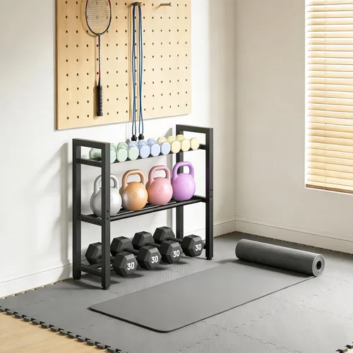 Vista 9 de Eocnrhe Dumbbell Rack Stand Only, Weight Rack for Home Gym, 3-Tier Adjustable Dumbell Rack Heavy-Duty Weight Stand for Dumbbells Kettlebells