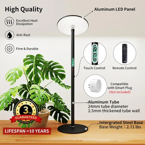 Vista 6 de chiphy Luces de cultivo de escritorio para plantas de interior, luz LED de espectro completo, lámpara de cultivo de mesa de aluminio de 40 W