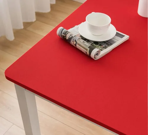 Vista 4 de Wolkemer Mantel Cuadrado Ajustado de Spandex Elástico Rojo Cubierta para Mesa de Cóctel con Borde Elástico Cobertor de Mesa para Comedor Boda Fiesta
