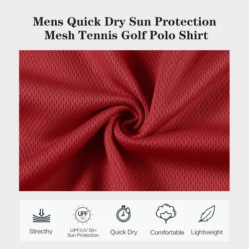 Vista 5 de Cool Dri Fit - Camisa de golf deportiva para hombre, absorbe la humedad, rendimiento activo, polo, de manga corta, bloque lateral grande y alto