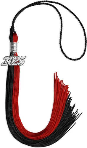 Vista 121 de Endea Graduation Borla de doble color con gota de fecha plateada (negro/oro antiguo, 2025)