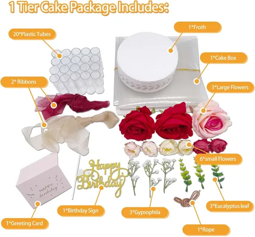 Vista 4 de Cajas de regalo en efectivo, caja de regalo de feliz cumpleaños, caja de regalo de dinero, pastel de flores falsas, caja de regalo de cumpleaños