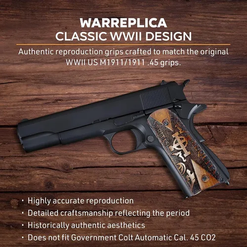 Vista 41 de WWII US M1911 / 1911 .45 Puños de madera - Reproducción