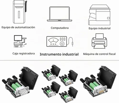 Vista 6 de DB9 Conector sin soldadura (2 machos+2 hembras), DB9 conector de ruptura RS232 D-SUB serie a terminal de puerto de 9 pines con estuche
