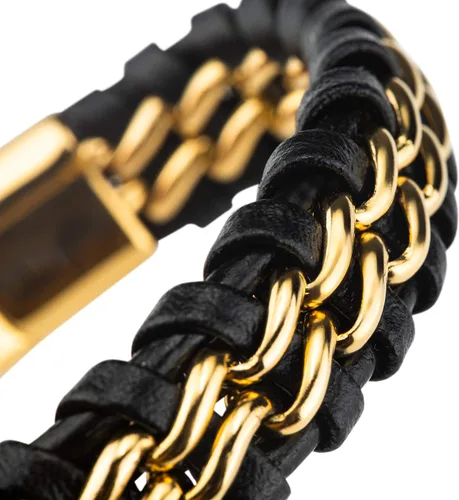 Vista 8 de SERASAR Premium Genuine Leather Bracelet Steel for Men in Black Magnetic Stainless Steel Clasp in Black, Silver and Gold Exclusive Jewelry Box