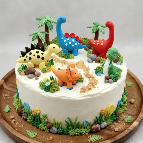 Vista 3 de Decoración para tartas de dinosaurio de arcilla, decoraciones de cumpleaños