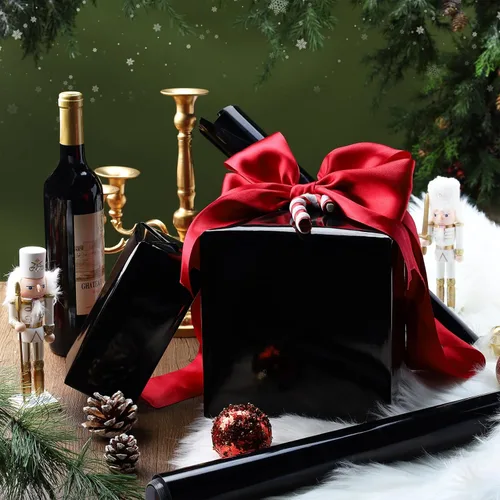 Vista 3 de LaRibbons - Papel de regalo metálico negro, 17 pulgadas x 33 pies, papel de regalo premium de lámina para Navidad, festividades, bodas, cumpleaños