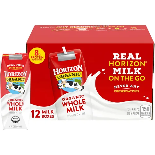 Vista 25 de Horizon Organic Cajas de leche bajas en grasa, fresa, 8 onzas, paquete de 6 8g Protein per Serving, 1% Lowfat, USDA Organic, No Refrigeration