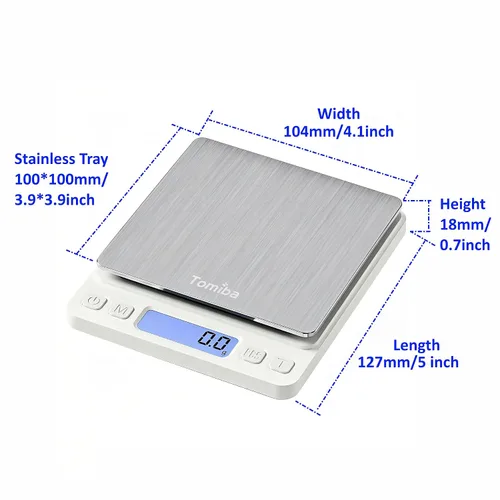 Vista 9 de Báscula de bolsillo táctil digital de 105.82 oz, resolución de 0.01 oz, 2 pilas AAA incluidas
