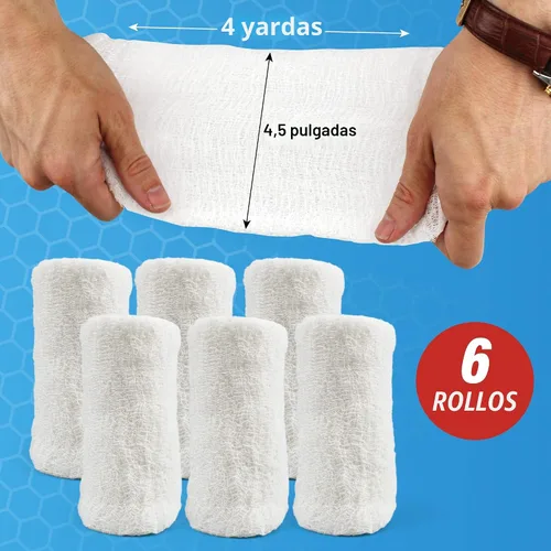 Vista 7 de Rollos de gasa Kerlix - Apósito de gasa de algodón - 6 capas - ESTÉRIL - 10 cm X 3,7 m - Absorción extra - Apósito de gasa médico - 6 rollos - Libre