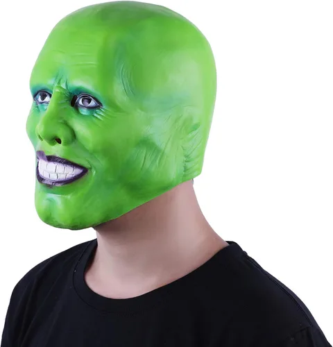 Vista 2 de dylunsky Verde Head Mask Máscara de látex de Halloween jimcarry
