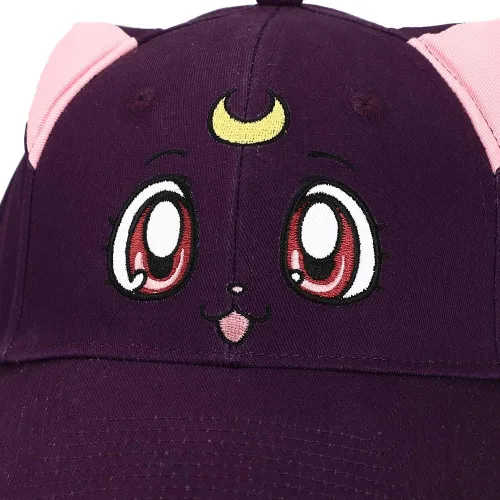 Vista 3 de Sailor Moon Luna Sombrero Snapback con cara de gato, violeta, Violeta, talla única