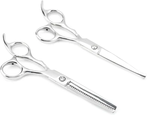 Vista 3 de Tijeras de peluquería, Tijeras de adelgazamiento de corte Conjunto de tijeras texturizantes para el cabello Salón de la Familia de Diente Plano