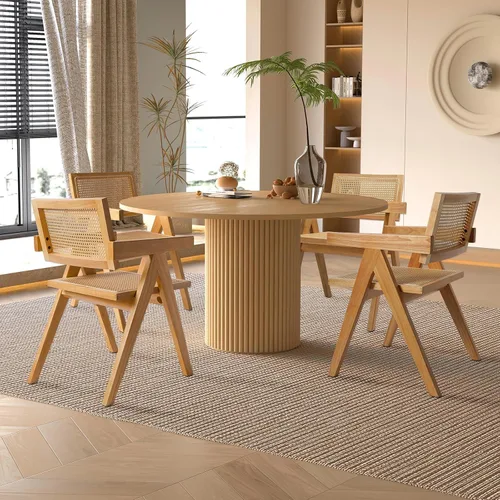 Vista 6 de Juego de 2 sillas de comedor de ratán, sillas de cocina de mimbre para comedor, negro