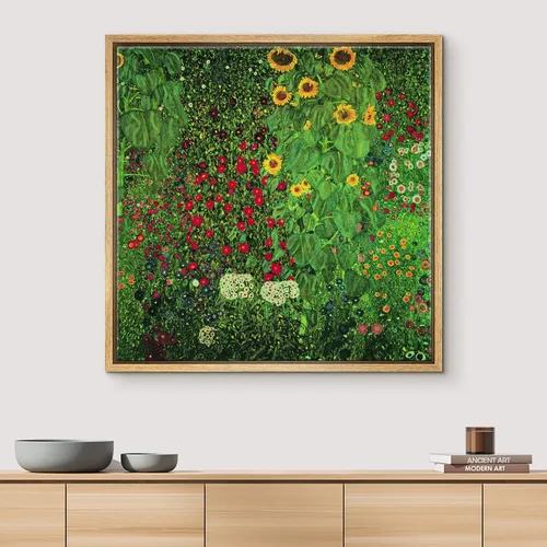 Vista 2 de wall26 Gustav Klimt - Lienzo decorativo para pared, diseño de jardín de girasoles, ilustraciones clásicas históricas, bellas artes, decorativo