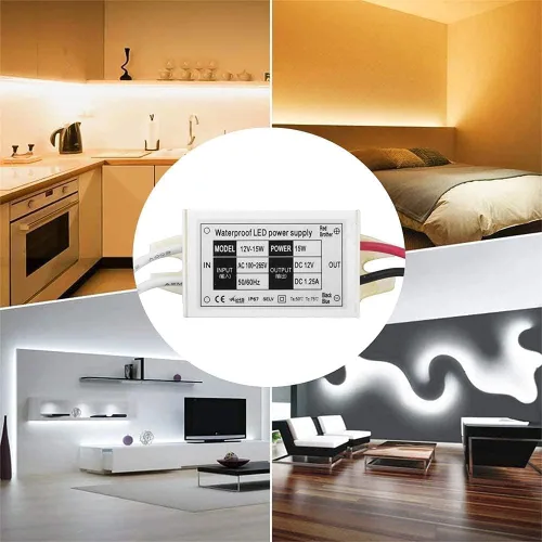 Vista 4 de Klarlight Transformador de controlador LED IP67 impermeable de 15 W CC 12 V, convertidor de 110 V CA a 12 V CC para luces LED al aire libre