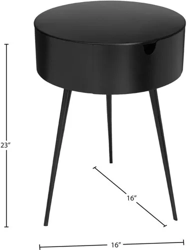 Vista 3 de Meridian Furniture Bali Collection Modern Mesita de noche contemporánea de metal duradero, 16 pulgadas de ancho x 16 pulgadas de profundidad x 23