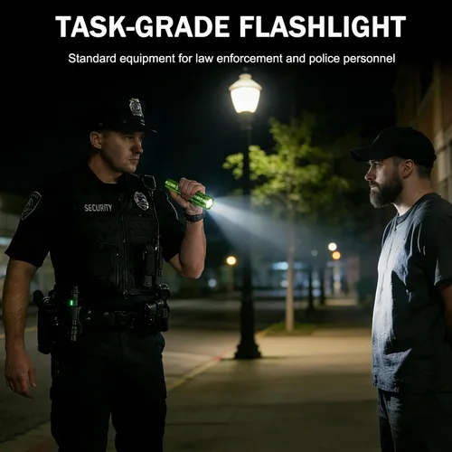 Vista 4 de Rechargeable Tactical Flashlight with Duty Belt Holster, 1000 High Lumens Police Flashlight with Holster, 3 Modes and Hidden C Port, Law Enforcement