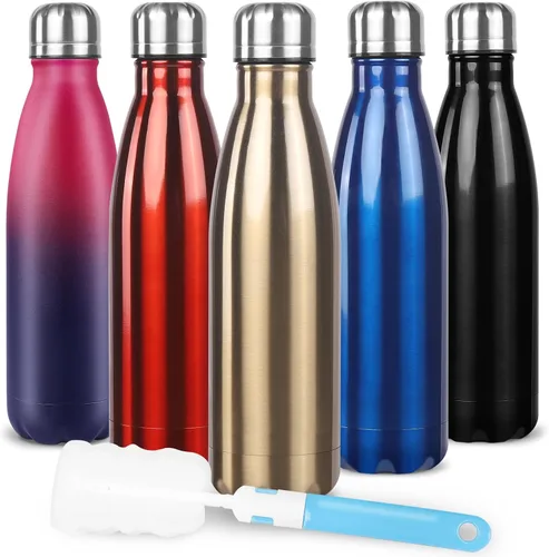 Vista 7 de Sfee Botella de agua aislada, botellas de agua de acero inoxidable de 17 onzas, botellas de agua reutilizables al vacío de doble pared a prueba